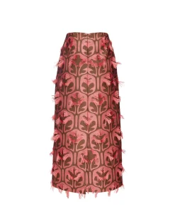 Pencil SkirtGrove Kaki/Pink in Jacquard