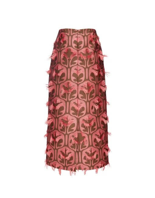 Pencil SkirtGrove Kaki/Pink in Jacquard