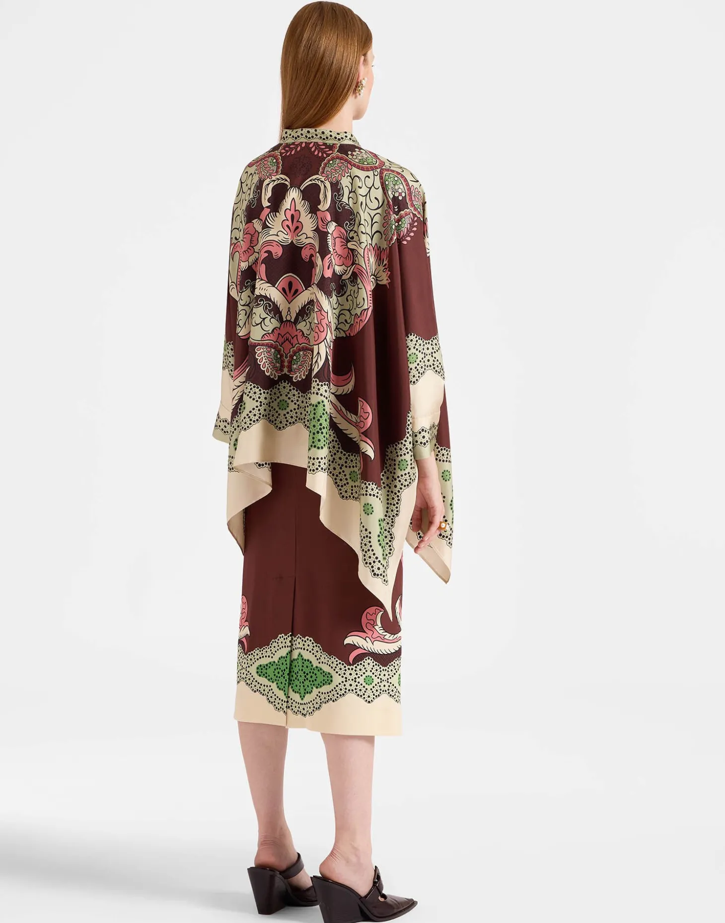 Pencil SkirtPortal Placée Brown in Envers Satin