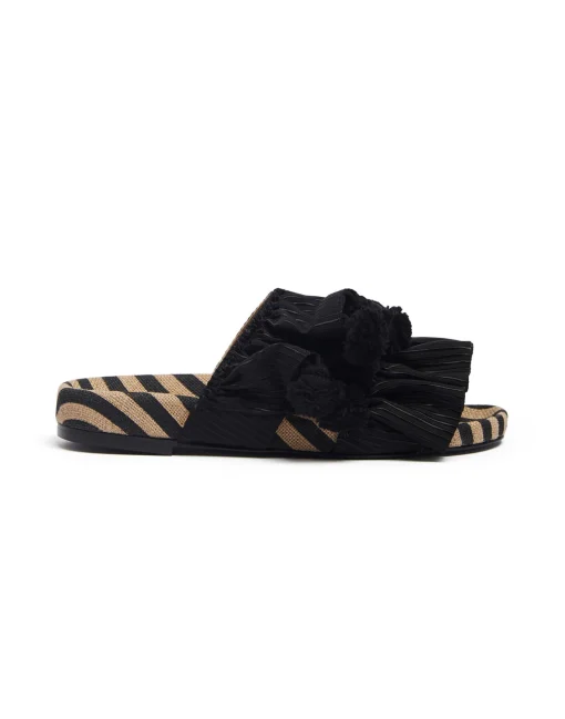 Pimento SlideSolid Black in Viscose & Jute