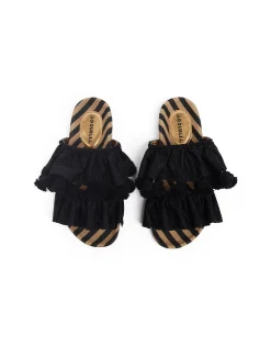 Pimento SlideSolid Black in Viscose & Jute
