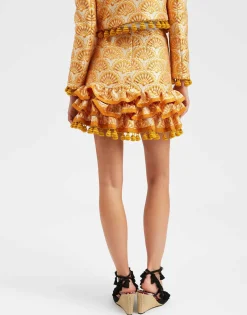 Pincho Mini SkirtFans Gold in Jacquard