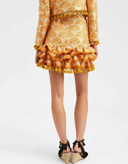 Pincho Mini SkirtFans Gold in Jacquard