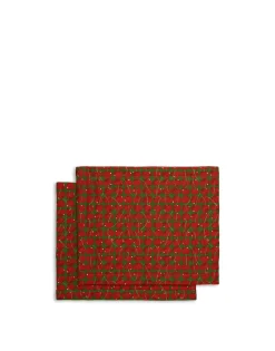 Placemat Set Of 2Cherries Verde in Linen