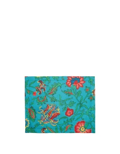 Placemat Set Of 2Dragon Flower Turchese in Linen