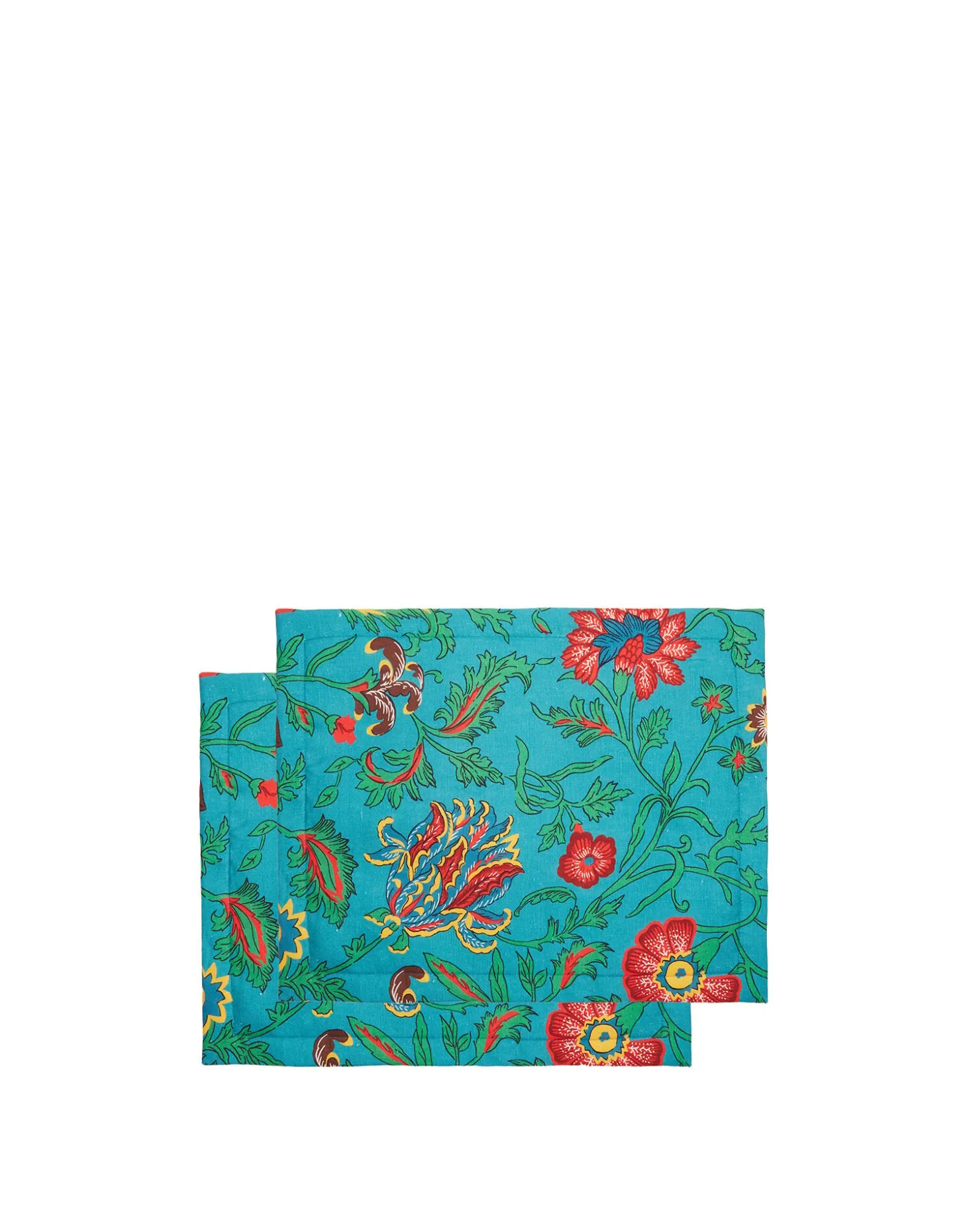 Placemat Set Of 2Dragon Flower Turchese in Linen