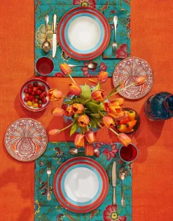 Placemat Set Of 2Dragon Flower Turchese in Linen