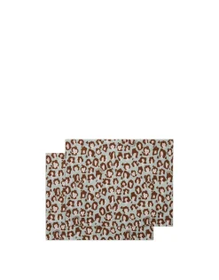 Placemat Set Of 2Lady Leopard Acqua in Linen