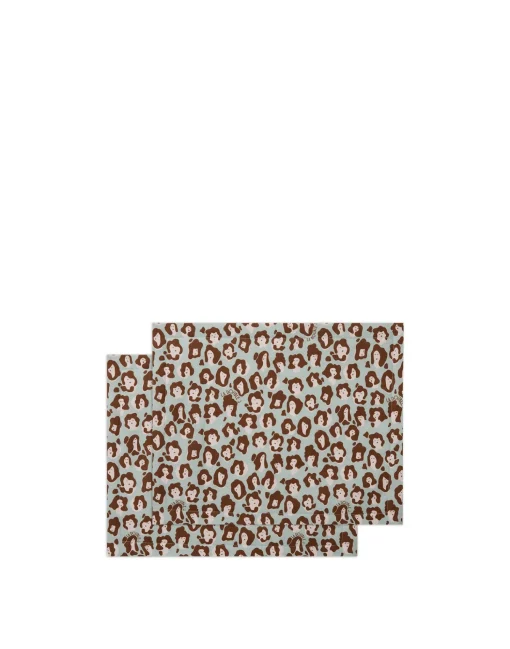 Placemat Set Of 2Lady Leopard Acqua in Linen