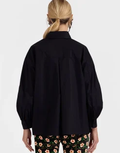 Poet ShirtSolid Black in Cotton Poplin