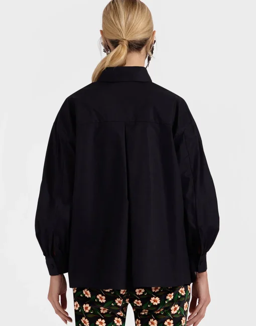 Poet ShirtSolid Black in Cotton Poplin