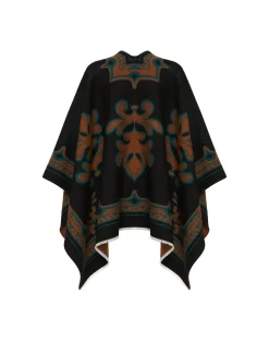 PonchoHerald Black in Wool Silk