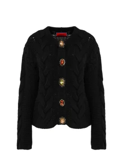 Portrait CardiganSolid Black in Chunky Wool