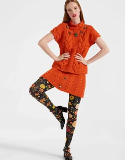 Printed TightsBotticelli Black in Stretch Nylon