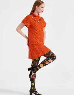 Printed TightsBotticelli Black in Stretch Nylon