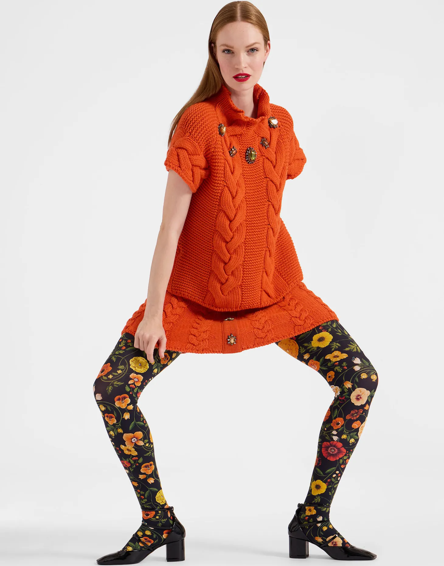 Printed TightsBotticelli Black in Stretch Nylon