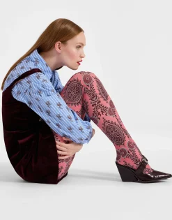 Printed TightsOltrarno Pink in Stretch Nylon