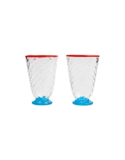 Quilted Glasses Set Of 2Blue in Murano Glass