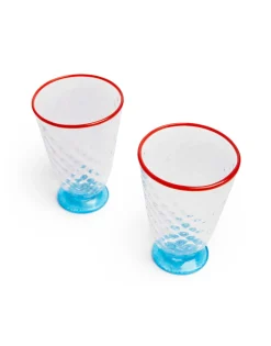 Quilted Glasses Set Of 2Blue in Murano Glass