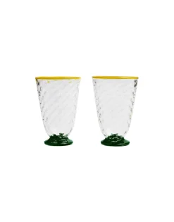 Quilted Glasses Set Of 2Green in Murano Glass