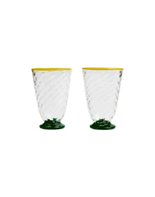 Quilted Glasses Set Of 2Green in Murano Glass