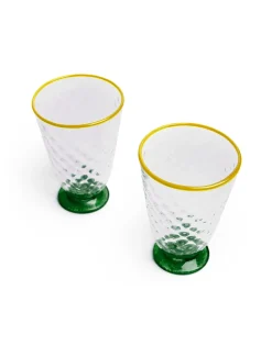 Quilted Glasses Set Of 2Green in Murano Glass