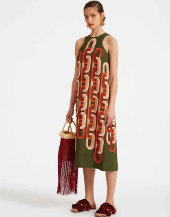 Racer Midi DressPrometheus Placée Camouflage in Sablé