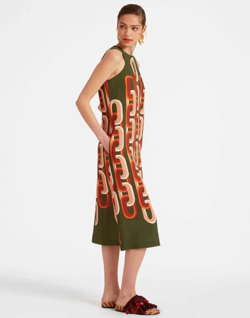 Racer Midi DressPrometheus Placée Camouflage in Sablé