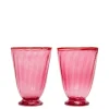 Rainbow Glass Set of 2Fuxia in Glass