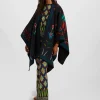 Reversible PonchoIsis Nero Placée in Baize Wool