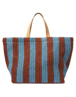 Riviera ToteBicolore Turchese in Raffia Crochet
