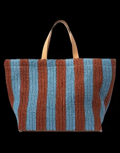 Riviera ToteBicolore Turchese in Raffia Crochet