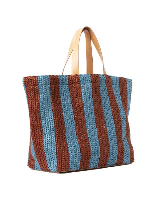 Riviera ToteBicolore Turchese in Raffia Crochet