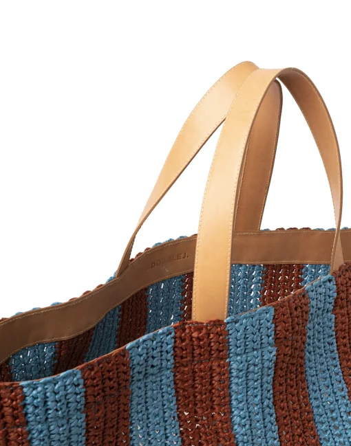 Riviera ToteBicolore Turchese in Raffia Crochet