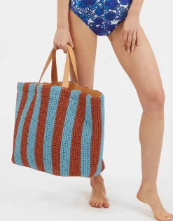 Riviera ToteBicolore Turchese in Raffia Crochet