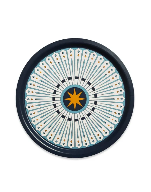 Round Printed TrayFeria Midnight in Laminated Birch Wood