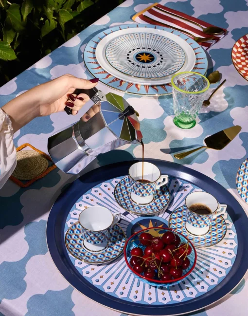 Round Printed TrayFeria Midnight in Laminated Birch Wood