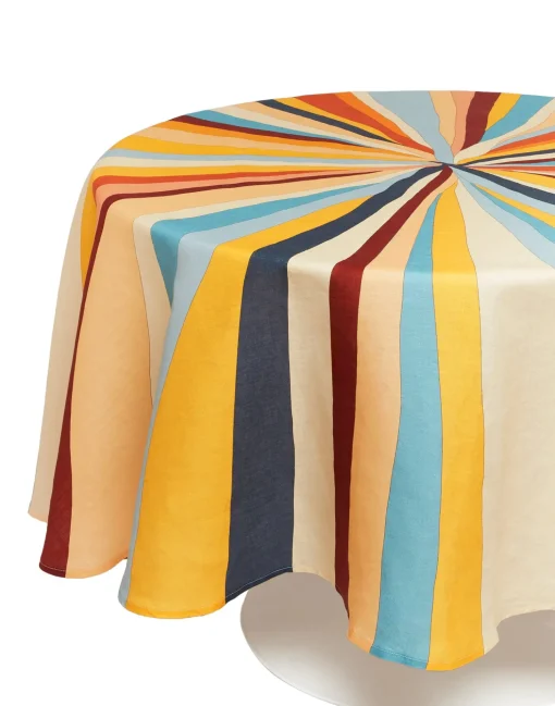 Round TableclothRainbow Rays Orange in Linen