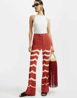 Saturday Night PantsFans Placée Red in Envers Satin