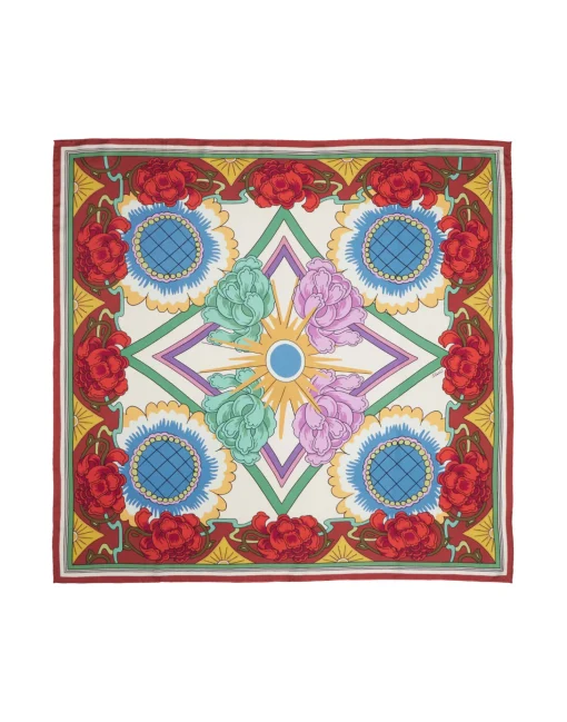 Scarf Double (90X90)Taormina Placée Ivory in Twill Silk