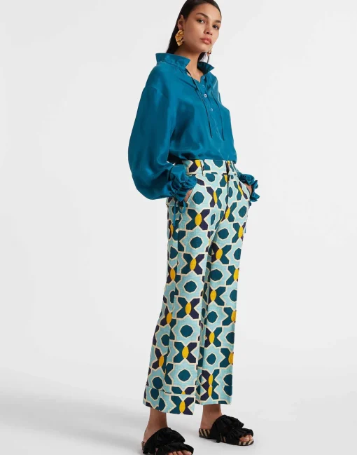 Shirt And SassySolid Blue Petrol in Washed Silk