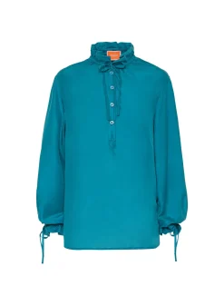Shirt And SassySolid Blue Petrol in Washed Silk