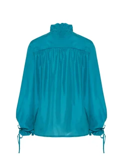 Shirt And SassySolid Blue Petrol in Washed Silk