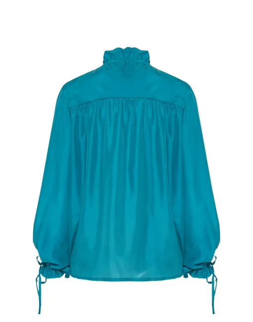 Shirt And SassySolid Blue Petrol in Washed Silk