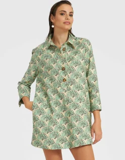 Short Artemis DressFans Mint in Shot Cotton