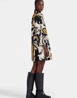 Short Artemis DressMarea Black & White in Cady Wool