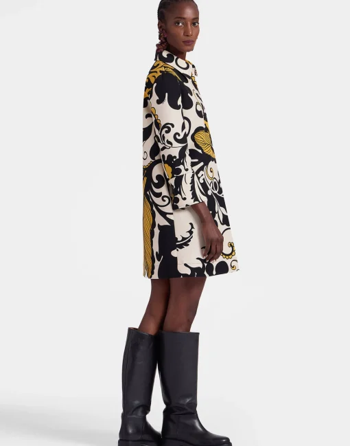 Short Artemis DressMarea Black & White in Cady Wool