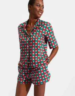 Short PajamaMezzaluna Pink in Cotton Voile