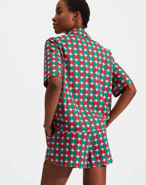 Short PajamaMezzaluna Pink in Cotton Voile