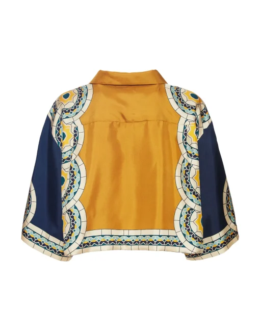 Short ShirtMudejar Placée Blue in Silk Twill
